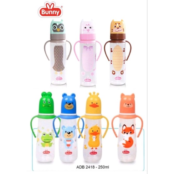 Lusty Bunny Botol Susu Dengan Gagang Pegangan ADB 2418 / ADB 1218 / DB 2414 / DB 1214 / 2406 / 2413 / 1206 / 1213 BPA FREE 250 ml / 120 ml