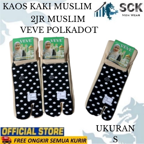 Kaos Kaki Wanita 2JR MUSLIM VEVE POLKADOT UKURAN S, M, L MOTIF Panjang Betis / Kaos Kaki Wanita Muslimah Betis