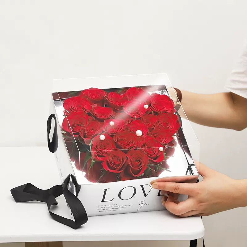 

SQUARE Silver Magic Bloombox Tulisan LOVE / Flower Box/Kotak Bunga /HBD /Valentine / Hari ibu