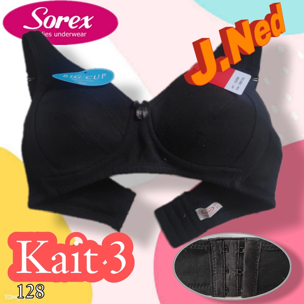 J128 BRA SOREX TANPA BUSA TANPA KAWAT SOREX CUP D BESAR SIZE 36 - 44