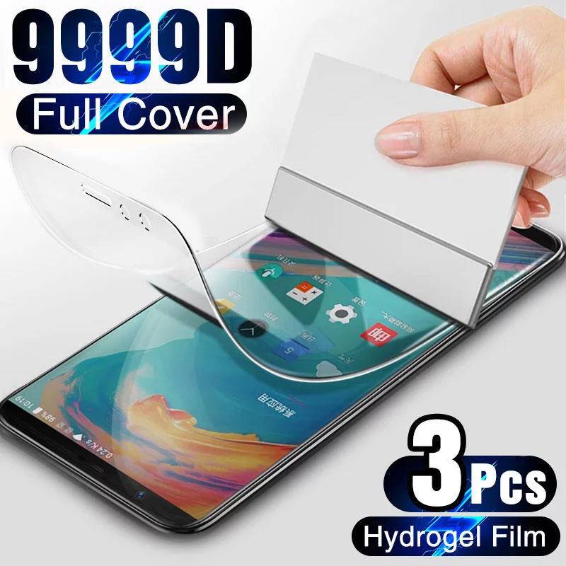 3pcs Hydrogel Film Di Pelindung Layar Untuk OnePLus 5 5T 6 6T 7 7T 8T 9 9R 10 Nord Pro Lite Full Cover Soft Screen Protector Film