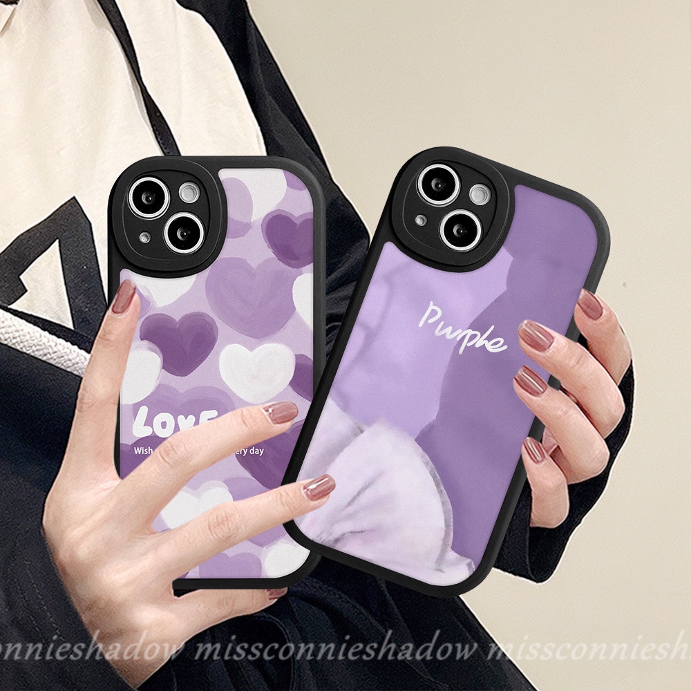 Redmi 10C 9A 9C 10 9T 9 10A Note 11 11s 10s 10Pro 8 9 9Pro 9s 11Pro+8Pro Mi 12 11 Lite 11T POCO X3 NFC Pro M3 Ins Purple Art Paint Pattern Lukisan Minyak Love Hati Tpu Sarung Soft Case