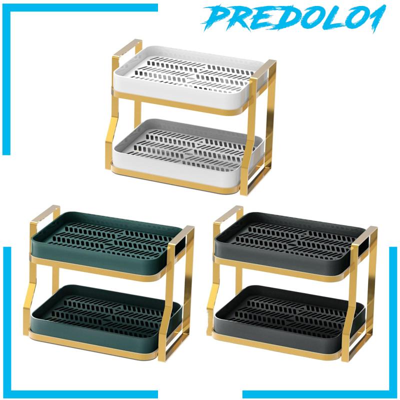 [Predolo1] Rak Organizer Meja Dapur Double Layer Dengan Nampan Tiris