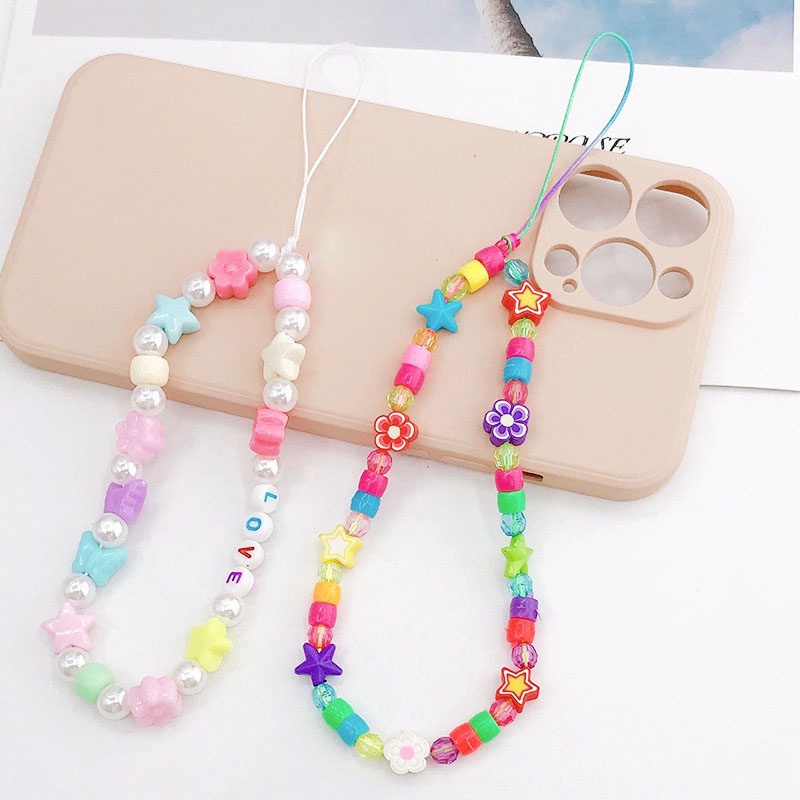 3d Kupu-Kupu Bintang Bunga Manik-Manik Rantai Anti Hilang Universal Tali Gelang Untuk iPhone Android OPPO VIVO Huawei Xiaomi Redmi Samsung Semua Ponsel Earphone Cases