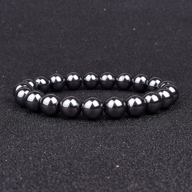 Gelang Nature Energy Hematite Protect Health Bracelets 6/8/10/12mm Magnetic Hematite Beads