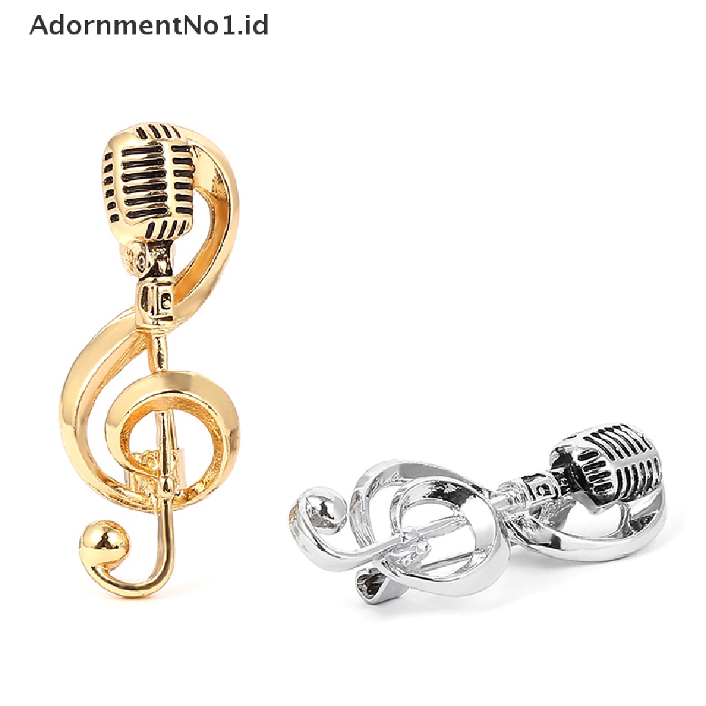 [AdornmentNo1] Musik Note Mikrofon Bros Warna Emas Warna Silver Pin Logam Lencana Khusus Siswa Musisi Ransel Lapel Pin Perhiasan Hadiah [ID]