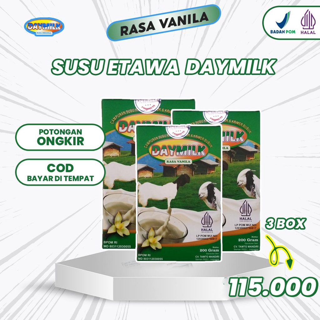 

Susu Daymilk Etawa Rasa Vanila 200 Gram 3 Box