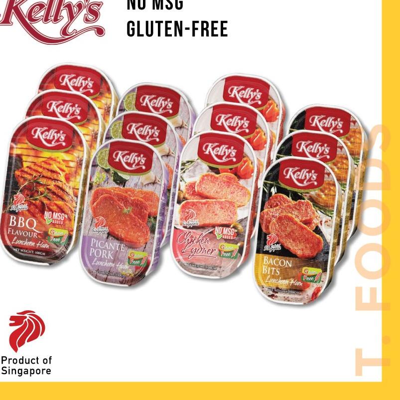

✼ Kelly's Luncheon Ham Bacon Bits / Picante / Chicken Lyoner /BBQ 100gr / Singapore Pork Luncheon Meat ○