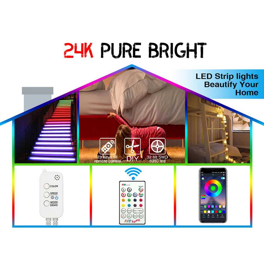 (BISA COD) FTIHSHP GOOLOOK Lampu LED Strip Flexible Smart App Music Mode RGB with Remote - GL3