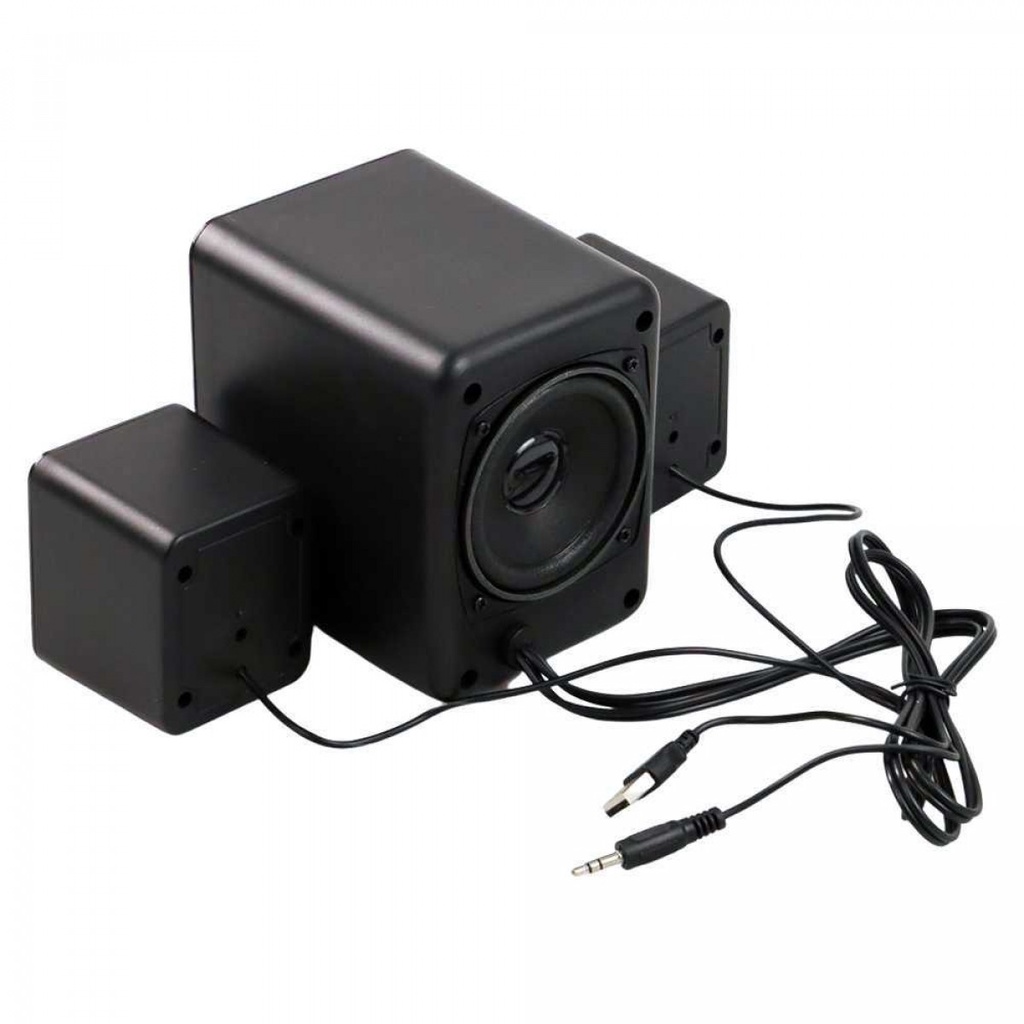 Speaker Stereo Multimedia 2.1 Subwoofer Power Bass USB 3W