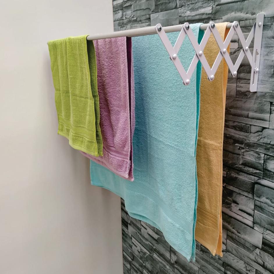 ♥ JEMURAN TEMPEL TARIK ALUMUNIUM JEMURAN DINDING  LIPAT 2 STEP PANJANG PENDEK ♕