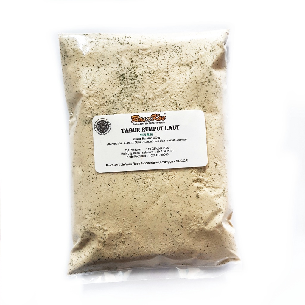 

Bumbu Tabur Rumput Laut 250 gram Non MSG Rasakoe Bumbudapurbintang