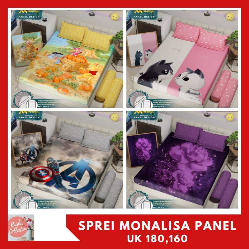 RC SPREI MONALISA PANEL DESIGN MOTIF BARU UKURAN 180/160/ T.20CM