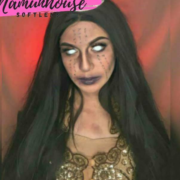 Ω ORIGINAL Softlens Cosplay Anime Bola Mata full Putih White Lathi hantu seram vampire dracula viper