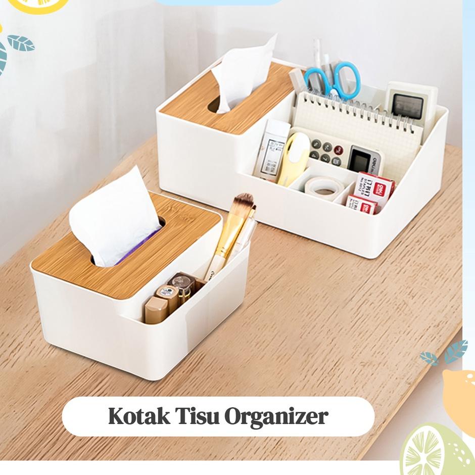 Seller Resmi Tempat Tissue 6 Sekat dan 2 Sekat  Rak Kosmetik Multifungsi Kayu Aesthatic - TSS-SKT - 