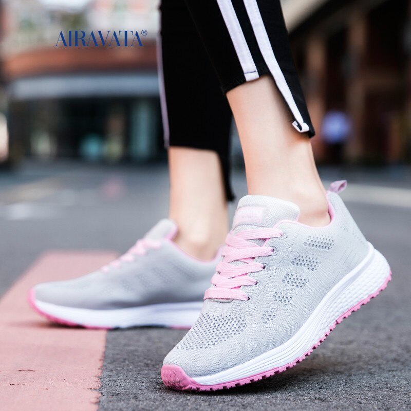 Sepatu Kets Sport Wanita Remaja Tali Abu Pink Korean Style Fashione Jogging Olahraga Jalan FSH157