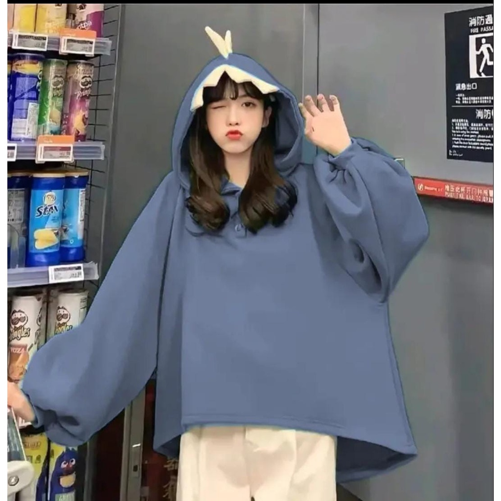 OVERSIZE DINO HOODIE WANITA KOREAN STYLE ONE SIZE FIT XXL / HOODIE WANITA TEBAL