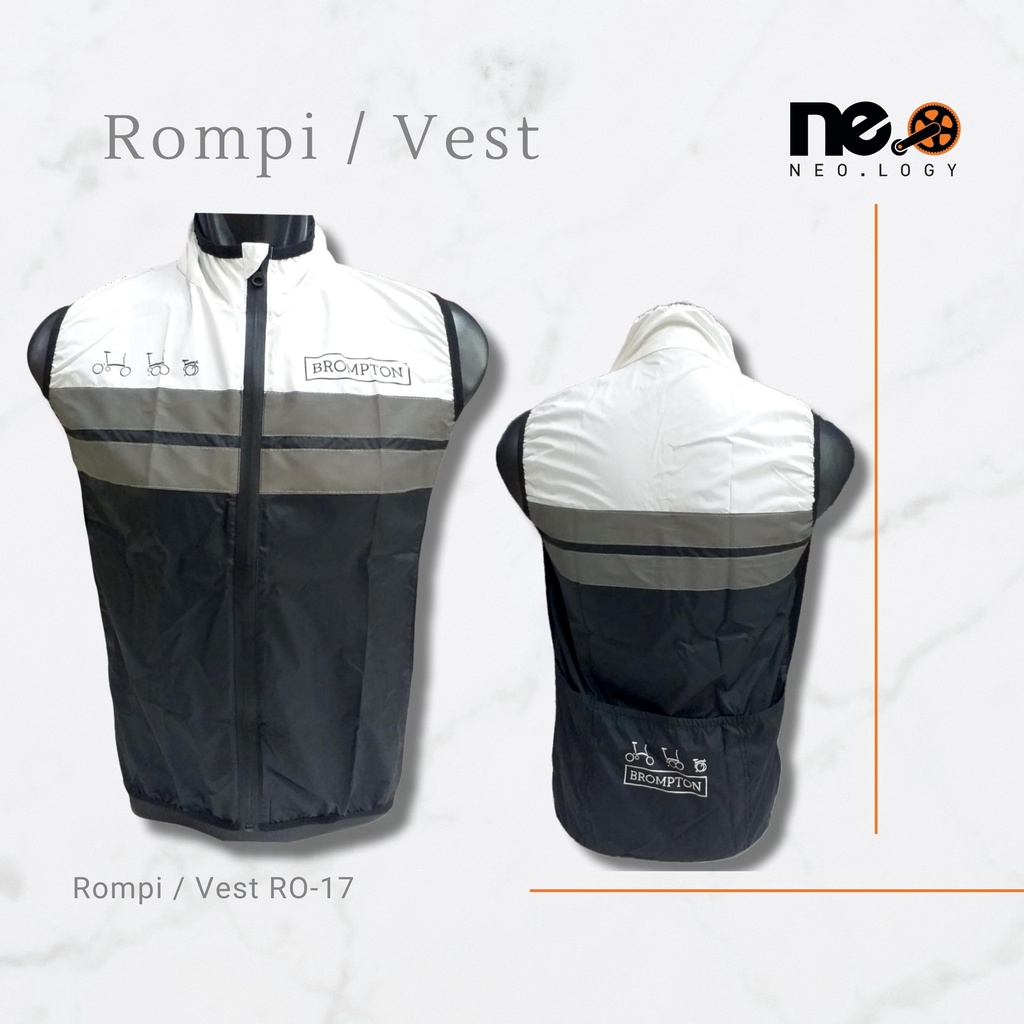 Rompi Sepeda Lipat Vest (White Combi Black)
