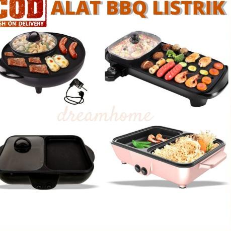 ♣ Panggangan Bbq Listrik 2in1 Hotpot Denki Steamboat Bbq Grill Pan ➫