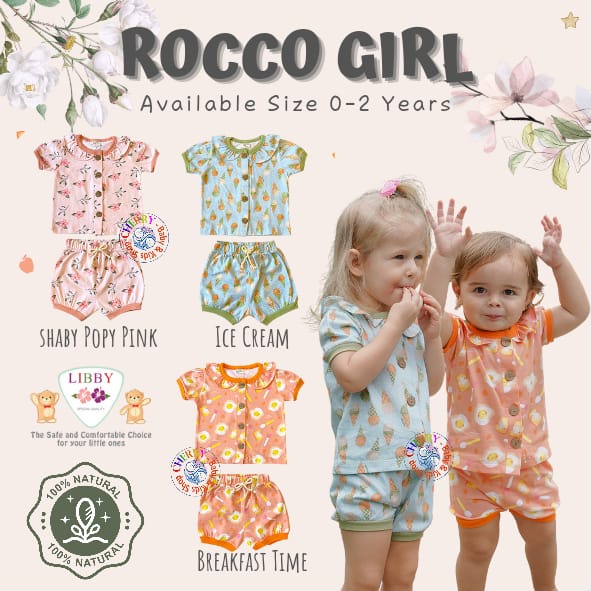 Libby Rocco Girl 0-2 Tahun Setelan Piyama Pendek Panjang Anak Perempuan / Collar Set Girl CBKS