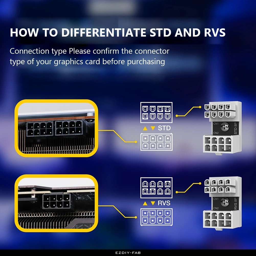 Atx GPU VGA 8Pin Female to Male Power Adapter U-Shaped 180derajat Sudut Putar Konektor Desktop Graphics Reverse Type Video Card