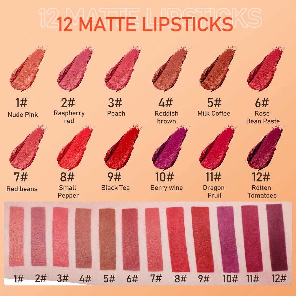 [100%ORIGINAL] IMAGIC Lipstick Moisturizer Lips Smooth Lip Stick Long Lasting Charming Lip Lipstick Cosmetic Beauty Makeup 12 Colors