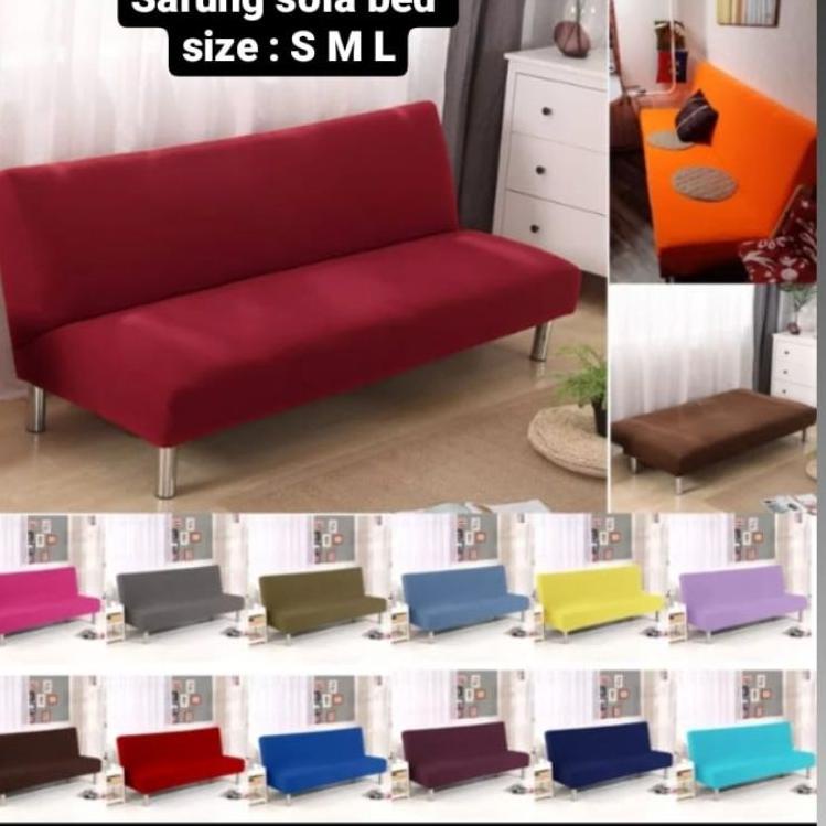 ☉ cover sofa bed / sarung sofa bed / penutup sofa bed elastis polos ✪