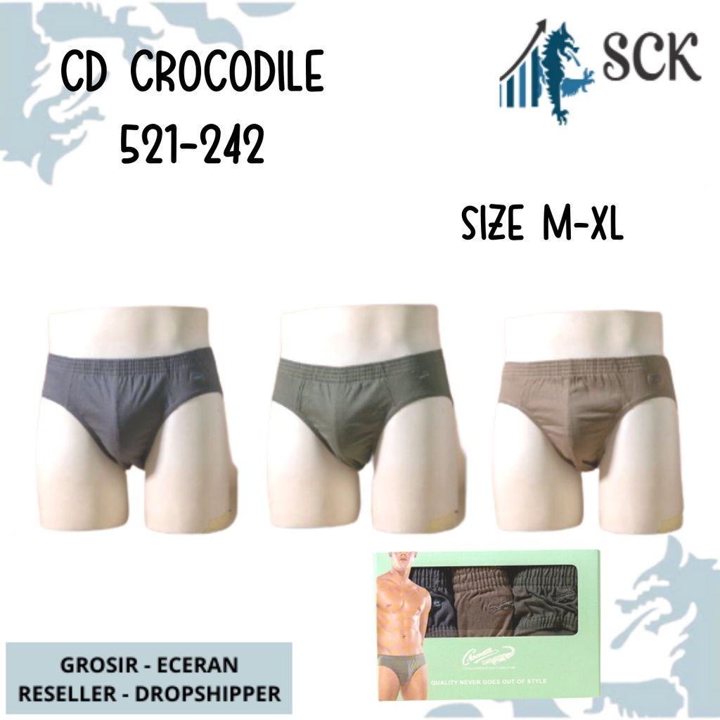 [ISI 3] CD Pria CROCODILE 521-242 Pinggang Karet Biasa / Celana Dalam Crocodile / PAKAIAN DALAM Pria - sckmenwear GROSIR