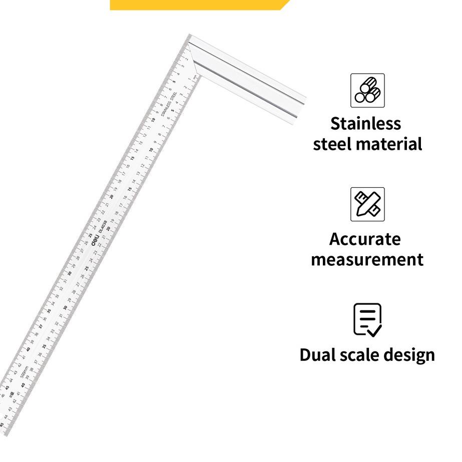 

kodeFf4F9 Deli Penggaris Siku Tukang 50 cm Stainless Steel Alat Perkakas DL4038