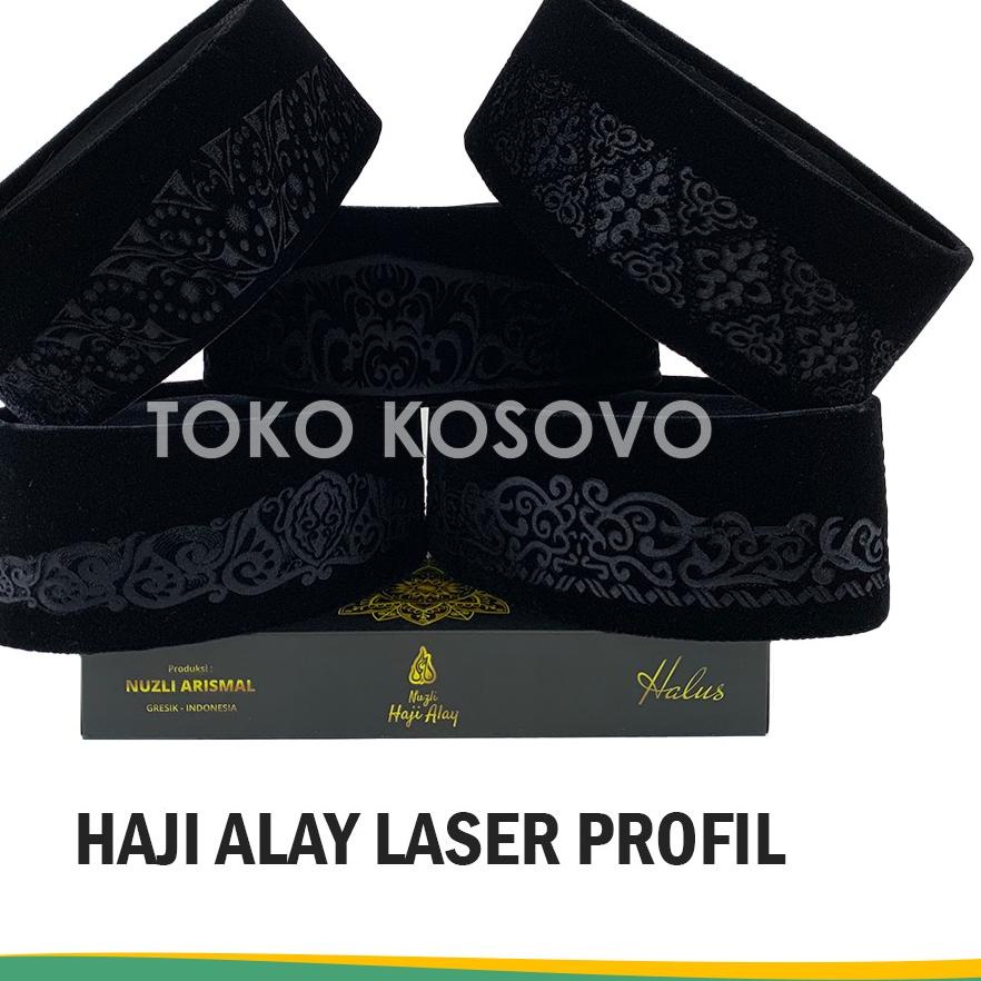 Terlaku.. Songkok JUMBO Premium HAJI ALAY LASER Tinggi 9 Peci Hitam Motif AC / Kopeah Beludru Pigeon