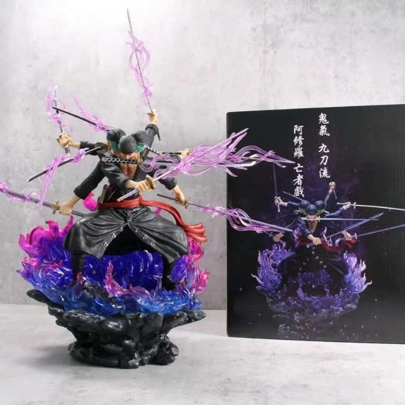 statue one Piece action figure roronoa zoro three head