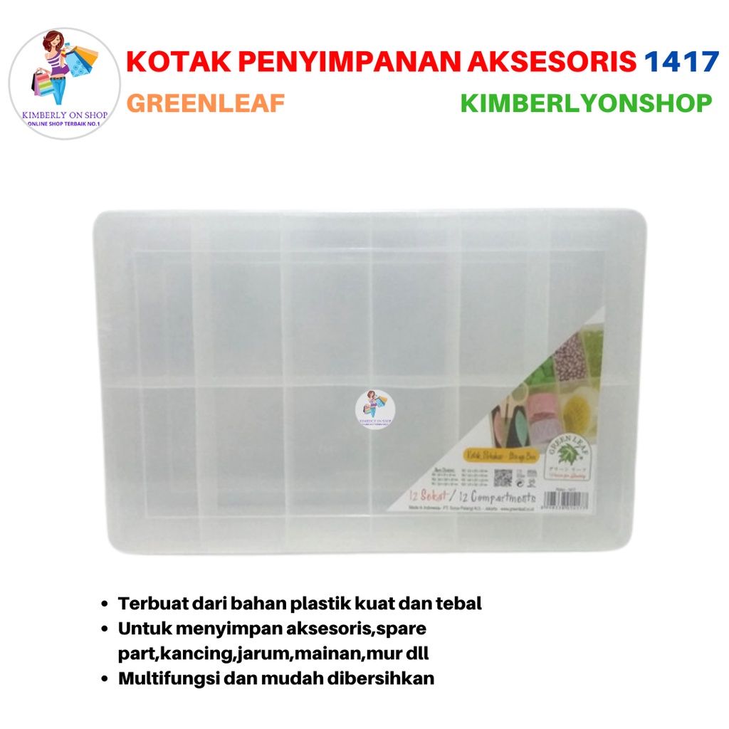 Kotak Perkakas Reiko Storage Box Spare Part 12 Sekat Compartment 1417 Green Leaf