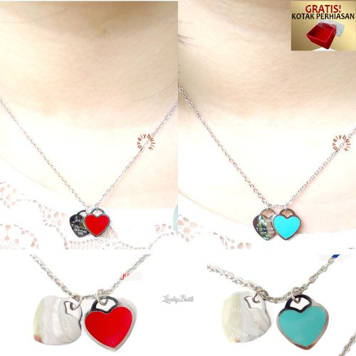 Kalung Titanium Anti Karat Kalung Wanita Liontin Valentin3 Love Panjang Import - Lovelybutik