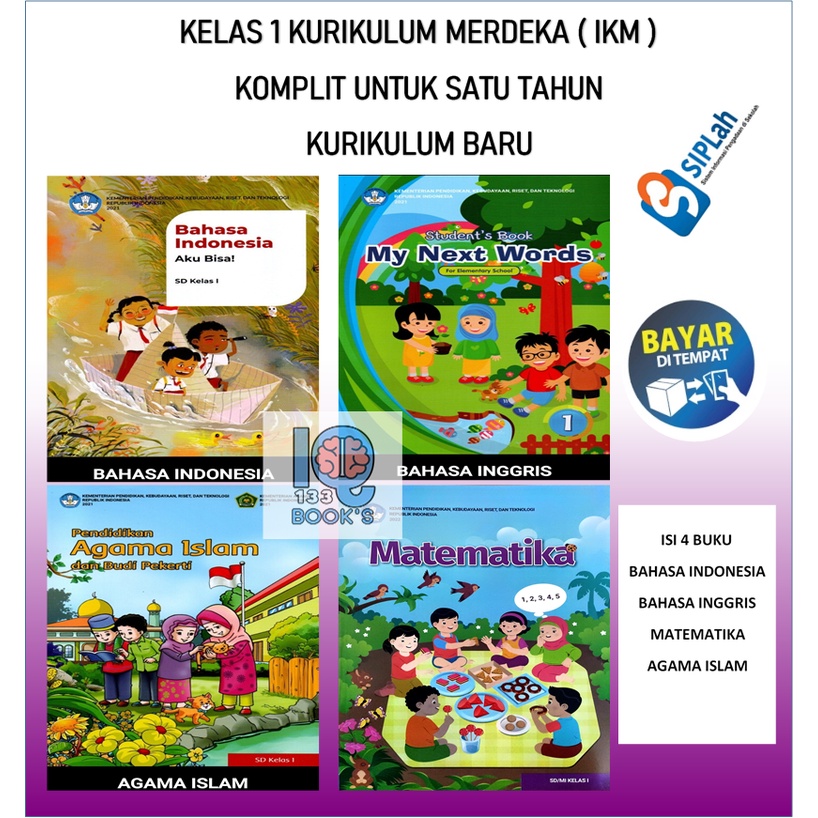 kelas 1set isi 4 Buku SD Kurikulum merdeka ikm ( bahasa indonesia, bahasa inggris, matematika, pai )