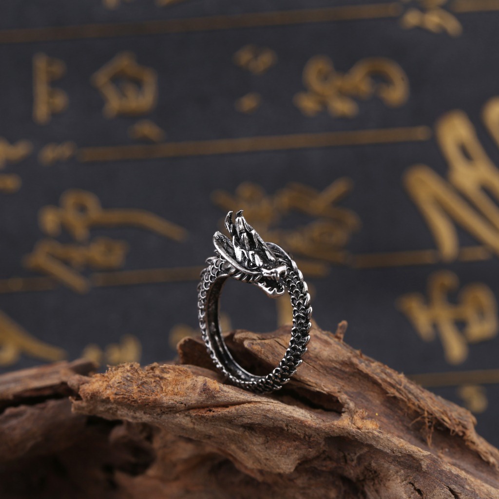 Cincin Desain Naga | Cincin Trendi Model Terbuka Untuk Wanita | Perhiasan Bahan Metal | Kotak Hadiah Ulang Tahun