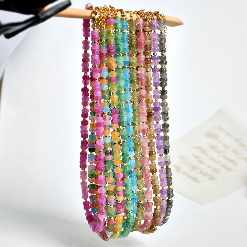 Mxbeauty Wanita y2k Kalung Indah Retro Etnik Klavikula Rantai Buatan Kristal Hadiah Gadis Manik Sederhana Sweater Rantai