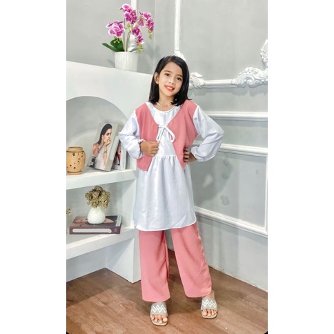 Setelan anak crinkle rompi/setelan rayon anak/setelan muslim