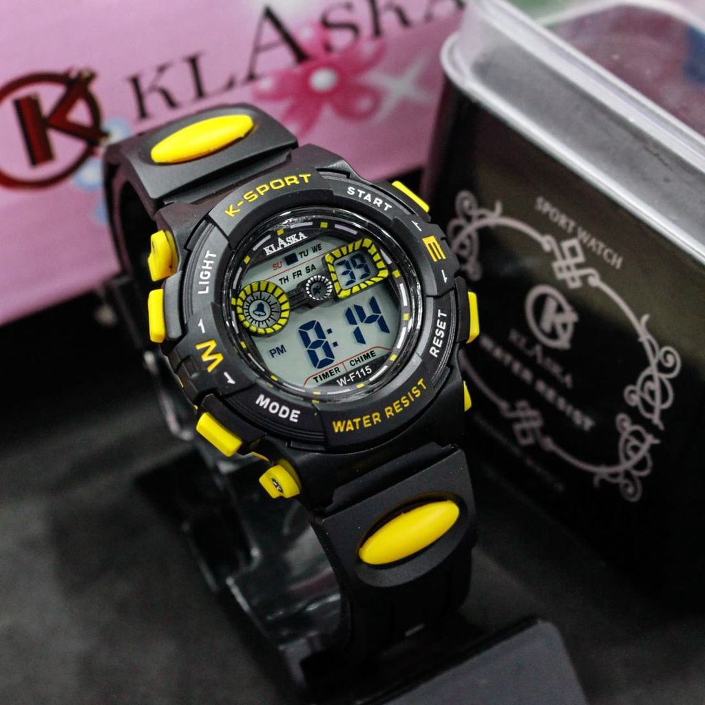 JAM TANGAN KLASKA WATCH ORIGINAL W-F115/WATERRESISTENT
