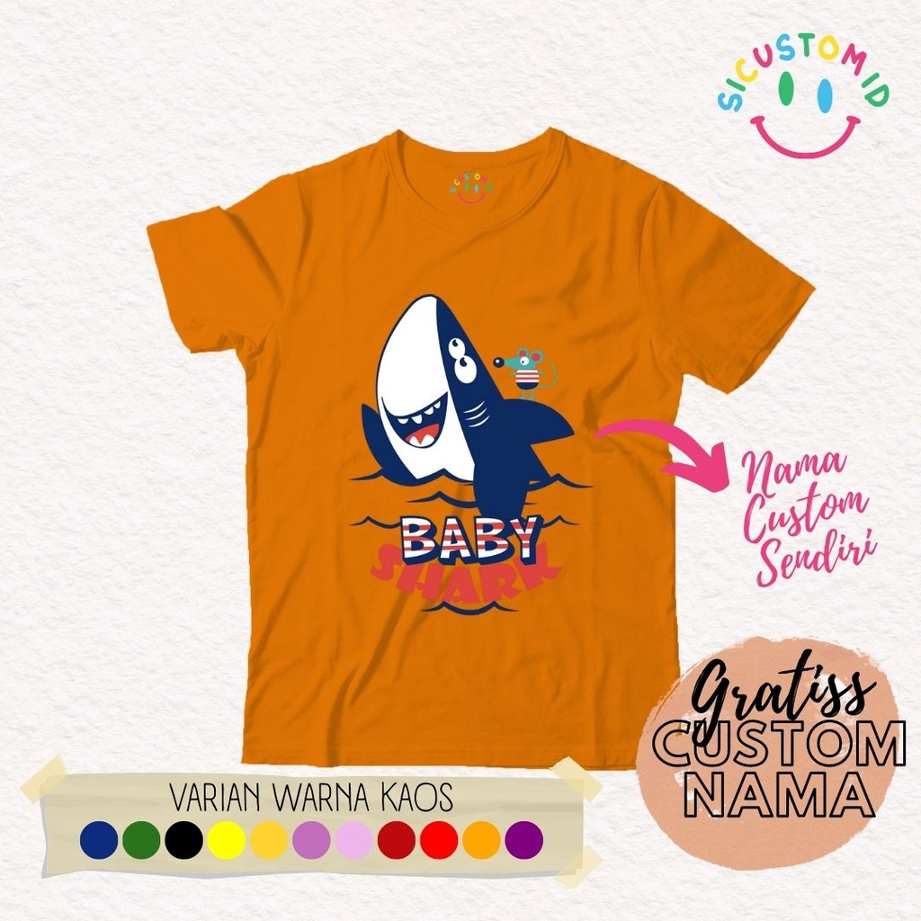 TERLARIS BAJU KAOS ANAK TANGAN PENDEK BABY SHARK KARTUN LUCU