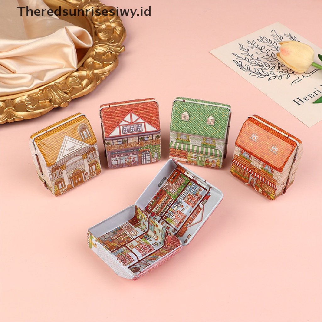#New# Vintage Mini Tinplate Box Kotak Penyimpanan Dream House Wadah Metal Warna Random~