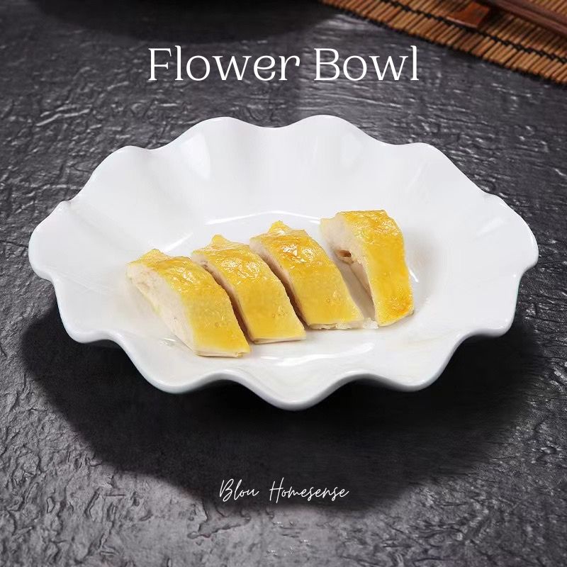 Mangkok bunga keramik putih piring mangkuk hotel cafe