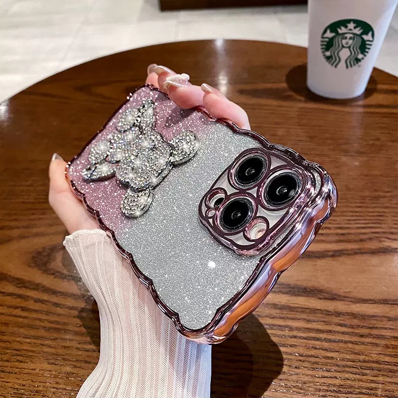 Luxury Creative Diamond Cub Case iPhone 14 Pro Max Case13 11 Pro Max12 14 Plus Promax Tertutup Penuh Shockproof Bening Penutup Belakang