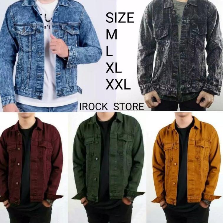 12.12 ✨SALE✨ Jaket jeans pria cowok bioblizt biowash garmen hijau army maroon abu coklat dilan sandw