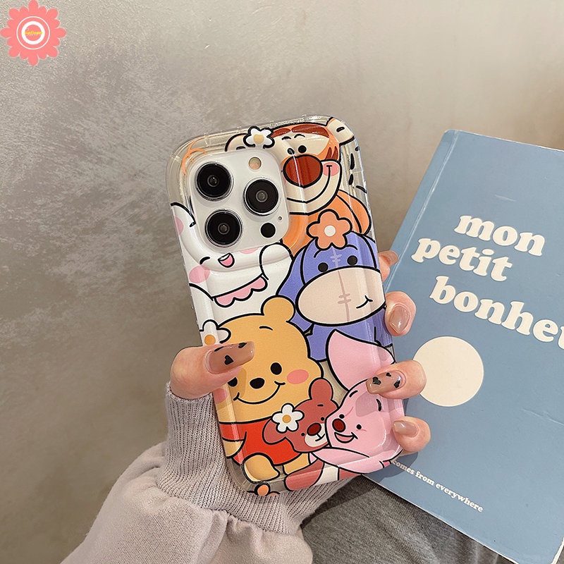 IPHONE Case Beruang Winnie The Pooh Kartun Lucu Kompatibel Untuk Iphone11 12 13 14 Pro Max7 8 Plus XR XS Max X6 6s Plus SE 2020 Shockproof Airbag Lembut TPU Full Penutup Belakang