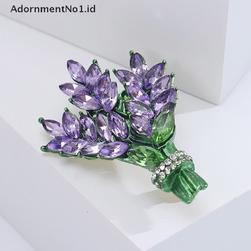 [AdornmentNo1] Wanita Bros Romantis Kristal Lavender Bunga Kerah Pin Alloy Tanaman Bros Kerah Pin Aksesoris Hadiah Perhiasan [ID]