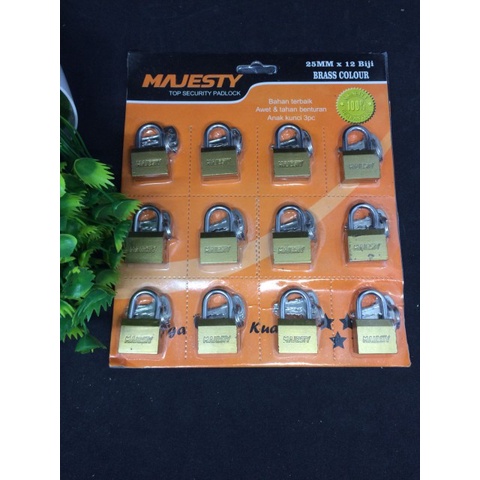 GEMBOK KUNCI SAMPING KUNINGAN BLISTER UKURAN 25mm MAJESTY