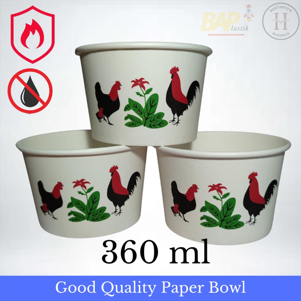Paper Bowl 360 ml Motif Ayam Disposable Bowl