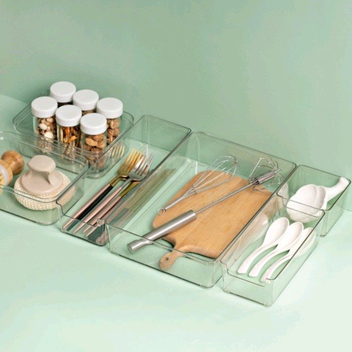 Organizer Laci Bening Acrylic Sumpit Sendok Kamar Sekat Kotak Storage