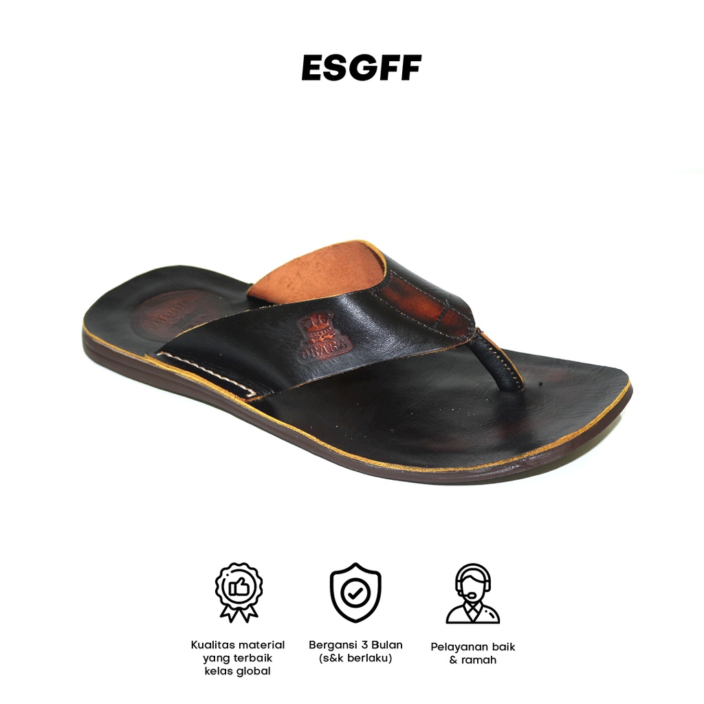 OBARA - 001 Sandal Jepit Pria Kulit Asli Ukuran 38-43