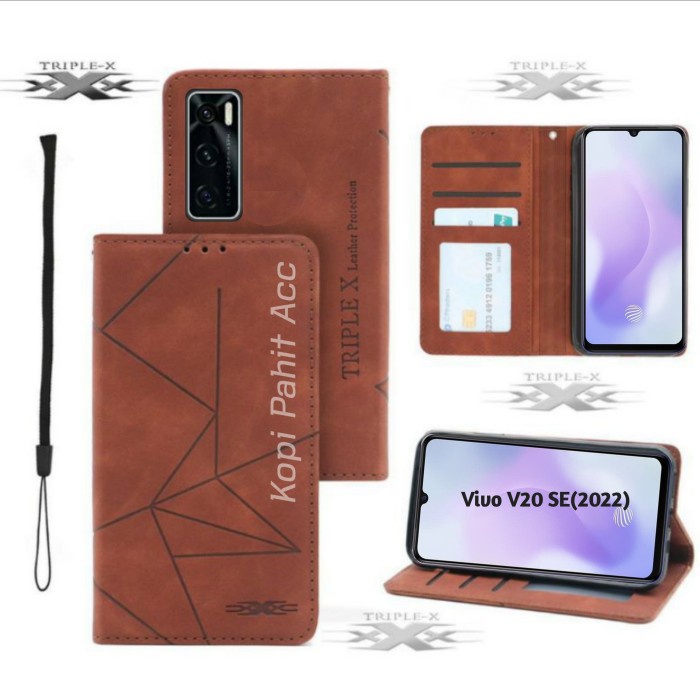 Case Vivo V20 Se V2022 Flip Cover Wallet Leather Case Dompet Magnet Sarung Kulit